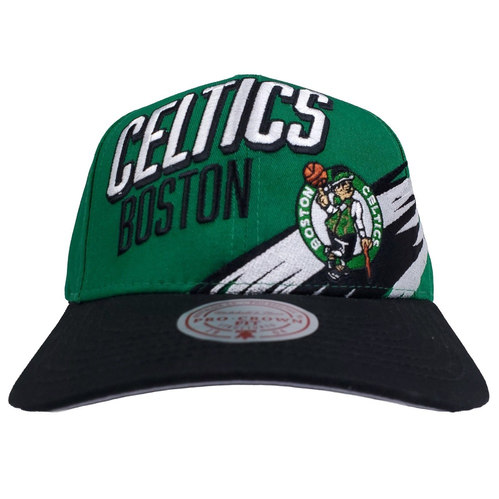 Boston Celtics Mitchell & Ness NBA Pro Fit Snapback Hat Cap 3D Logo Zoom Art NWT